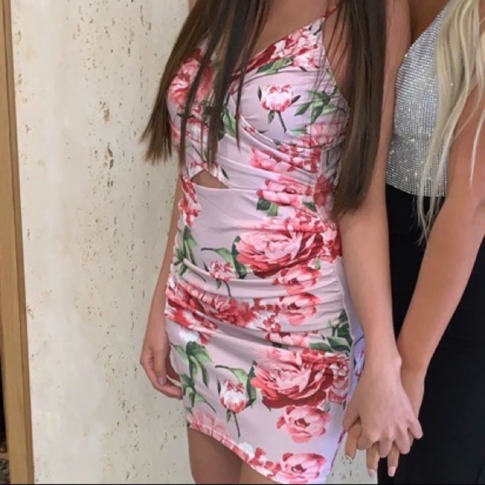TRAC Floral Cut Out Mini Dress